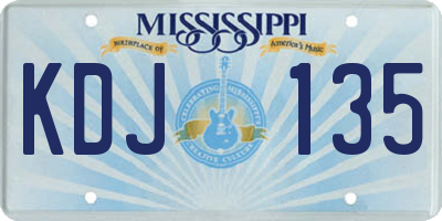 MS license plate KDJ135