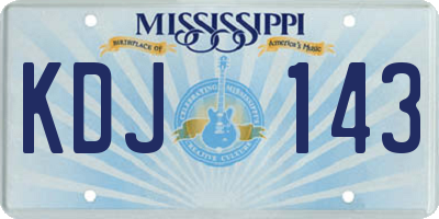 MS license plate KDJ143
