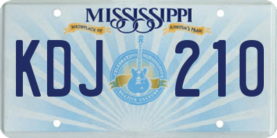 MS license plate KDJ210