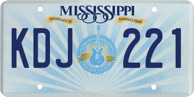 MS license plate KDJ221