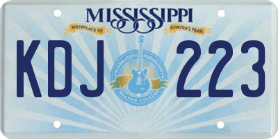 MS license plate KDJ223