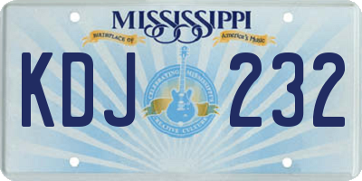 MS license plate KDJ232