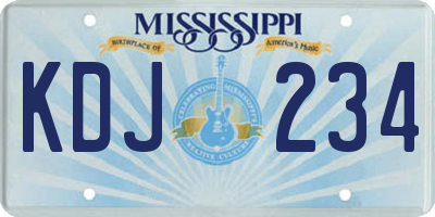 MS license plate KDJ234