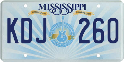 MS license plate KDJ260