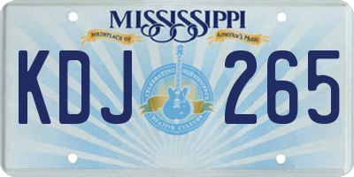MS license plate KDJ265