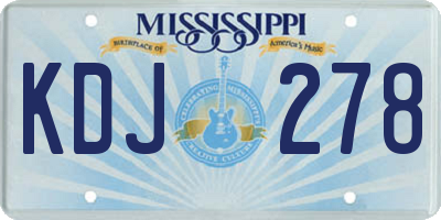 MS license plate KDJ278