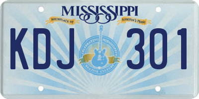 MS license plate KDJ301