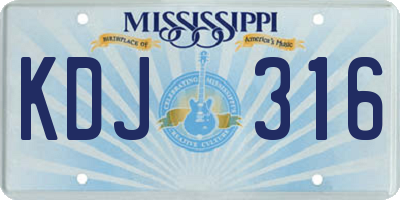 MS license plate KDJ316