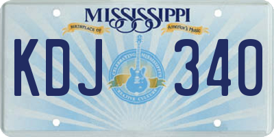 MS license plate KDJ340