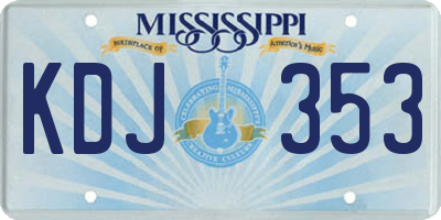 MS license plate KDJ353