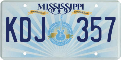 MS license plate KDJ357