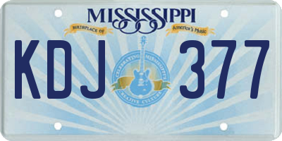 MS license plate KDJ377