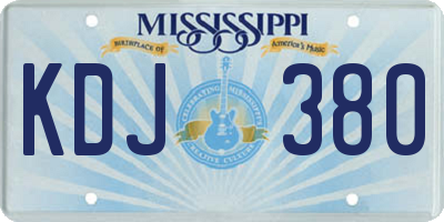 MS license plate KDJ380