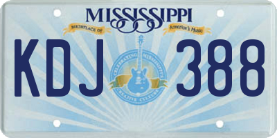 MS license plate KDJ388