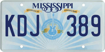 MS license plate KDJ389
