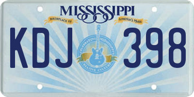 MS license plate KDJ398