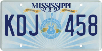 MS license plate KDJ458