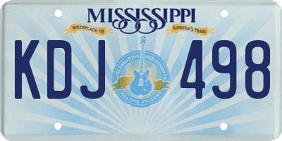 MS license plate KDJ498