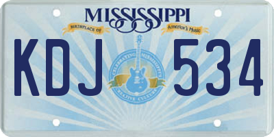 MS license plate KDJ534