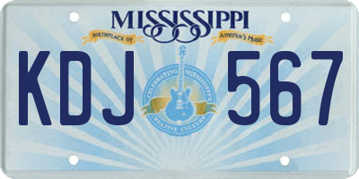 MS license plate KDJ567