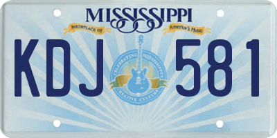 MS license plate KDJ581