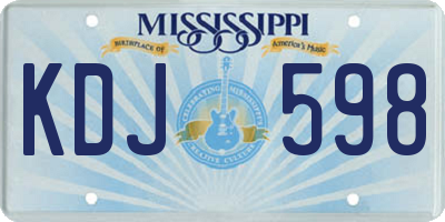 MS license plate KDJ598