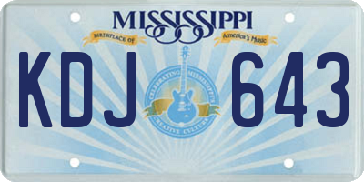 MS license plate KDJ643