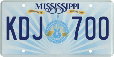 MS license plate KDJ700