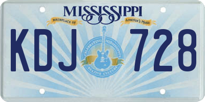 MS license plate KDJ728