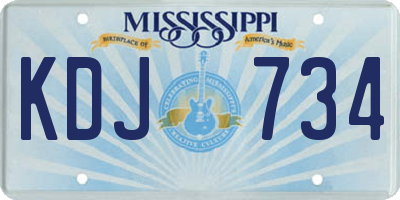 MS license plate KDJ734
