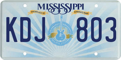 MS license plate KDJ803