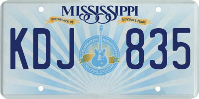 MS license plate KDJ835