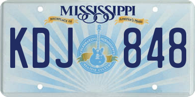 MS license plate KDJ848
