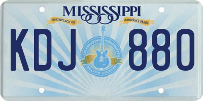 MS license plate KDJ880