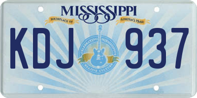 MS license plate KDJ937