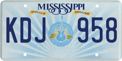 MS license plate KDJ958