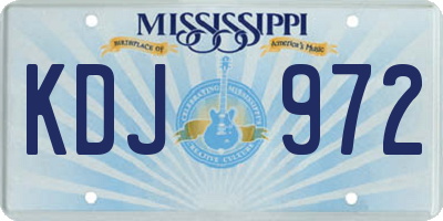 MS license plate KDJ972