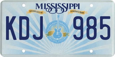 MS license plate KDJ985