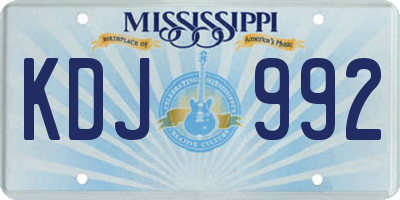 MS license plate KDJ992