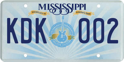 MS license plate KDK002