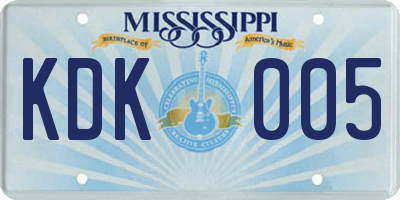 MS license plate KDK005