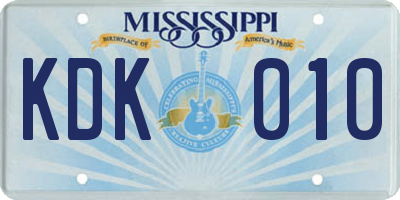 MS license plate KDK010