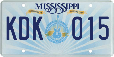 MS license plate KDK015