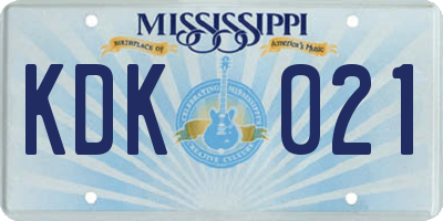 MS license plate KDK021