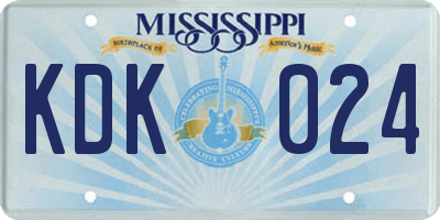 MS license plate KDK024