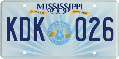 MS license plate KDK026