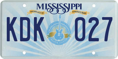 MS license plate KDK027