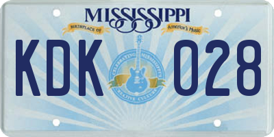 MS license plate KDK028