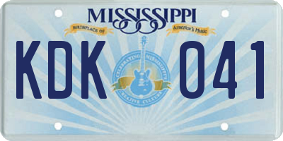 MS license plate KDK041