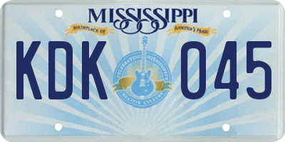 MS license plate KDK045